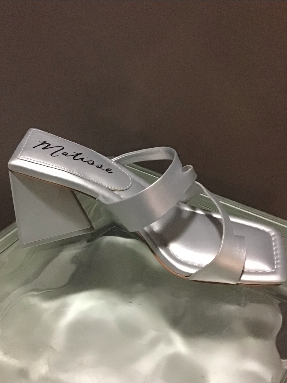 Matisse Metallic Silver Strappy Block Mule